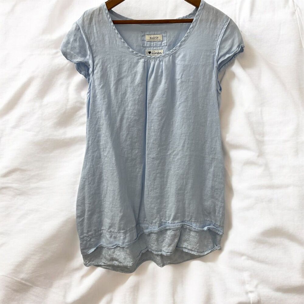 Malvin 100% Linen Tunic Dress Hamburg Germany Blue Women's Size L